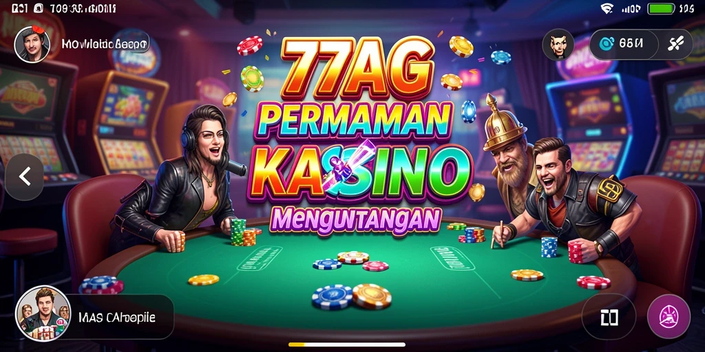 Screenshot Gameplay 77AG dengan tampilan permainan Kasino yang menarik.
