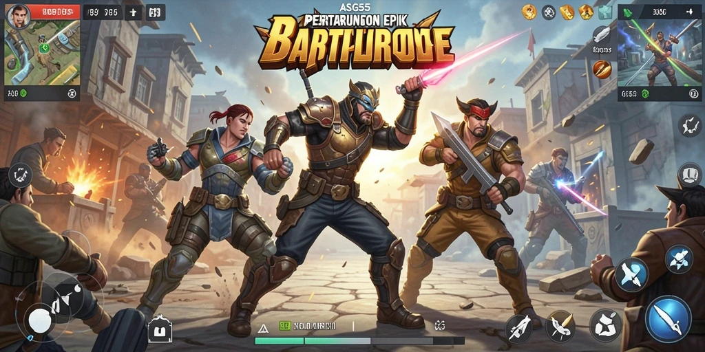 Screenshot menunjukkan aksi mendebarkan pertarungan dalam Battle Royale.