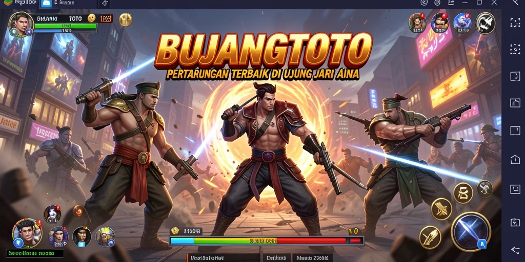 Tampilan utama gameplay BUJANGTOTO yang penuh aksi dan karakter menarik.