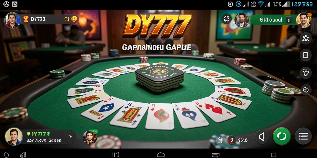 Screenshot DY777 menampilkan gameplay Gaple yang seru dan interaktif.