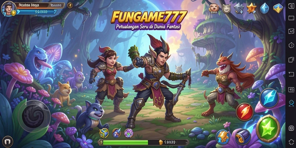 Screenshot menunjukkan aksi seru dalam gameplay petualangan FUNGAME777.