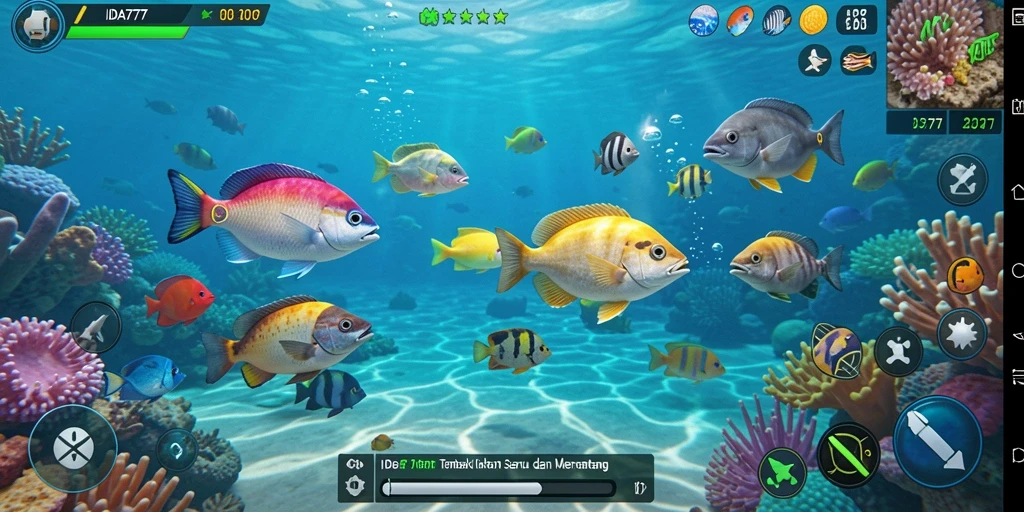 Tampilan screenshot IDA777 menampilkan gameplay Tembak Ikan yang dinamis.