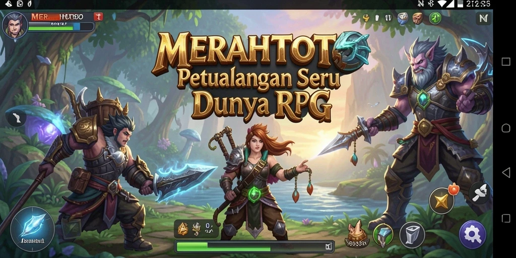 Screenshot gameplay MERAHTOTO menampilkan pertarungan epik dan eksplorasi dunia.
