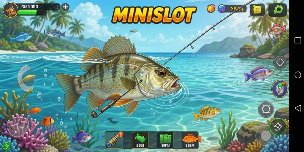 Tampilan gameplay MINISLOT yang seru dan interaktif dalam dunia memancing.