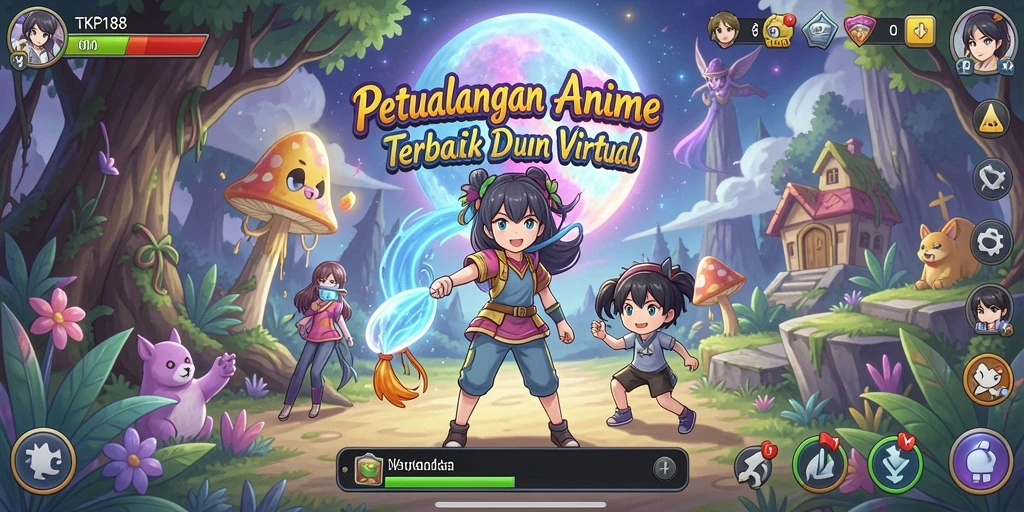 Tampilan gameplay dinamis dalam TKP188 yang menampilkan karakter Anime.