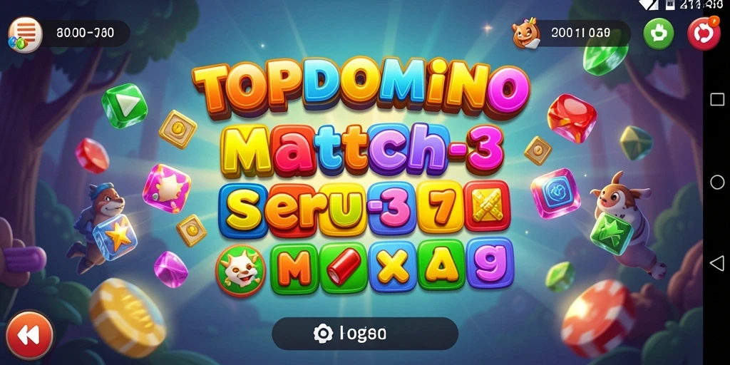 Tangkapan layar gameplay TOPDOMINO yang menampilkan serunya permainan Match-3.
