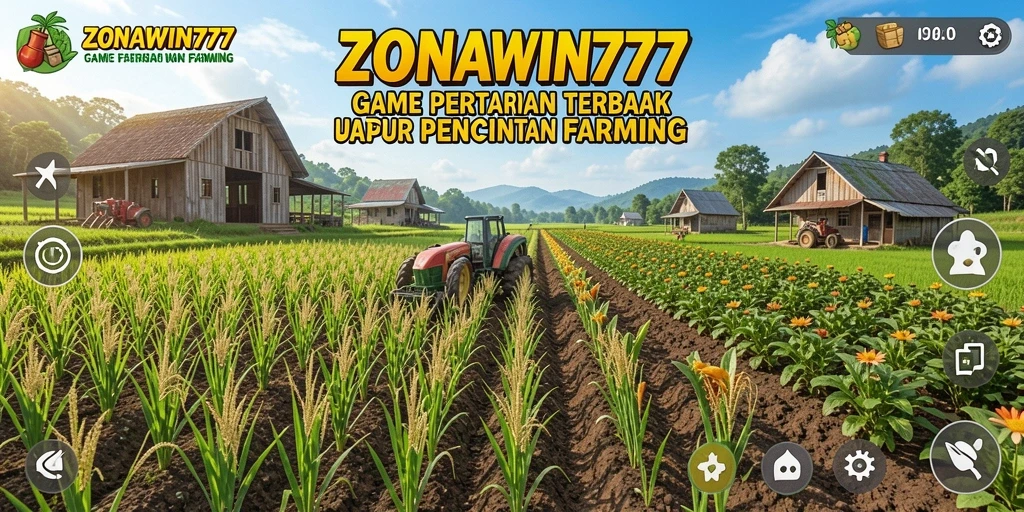 Tangkapan layar gameplay ZONAWIN777 menampilkan kebun yang indah dan berwarna.