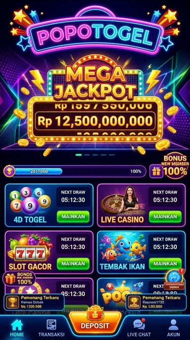 Tampilan antarmuka Popotogel yang ramah pengguna.